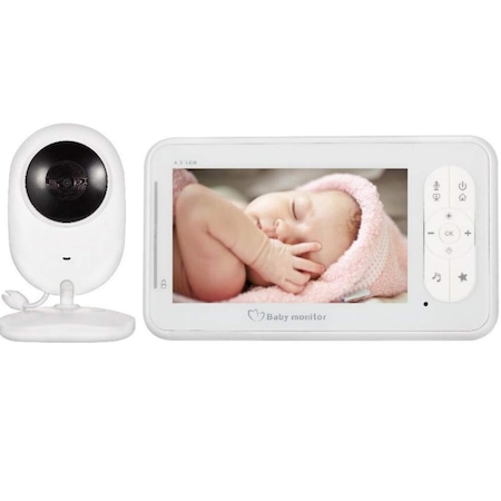Цветен Видео бебефон Lucky baby 4.3" LCD монитор, Нощен режим, Сензори за светлина и температура