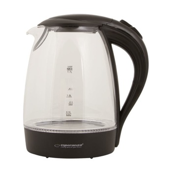 Ceainic electric din stricla , Esperanza , EKK011K Salto Angel 1.7 L 2200W , alb cu negru Ceainic electric din stricla , Esperanza , EKK011K Salto Angel 1.7 L 2200W , alb cu negru