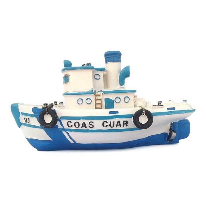 Декорация от смола във формата на син патрулен кораб 14 см