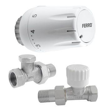 Set robineti radiator Ferro, drepti 1/2 Set robineti radiator Ferro, drepti 1/2