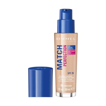 Fond de ten Rimmel London Match Perfection, 90 Porcelain, SPF 20, 30 ml Fond de ten Rimmel London Match Perfection, 90 Porcelain, SPF 20, 30 ml