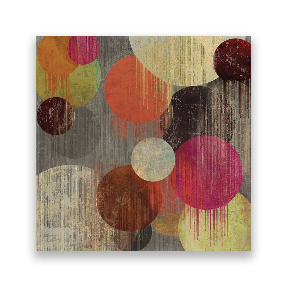Tablou Canvas - Abstract, Cercuri, Multicolor, Vintage, 60 x 60 cm