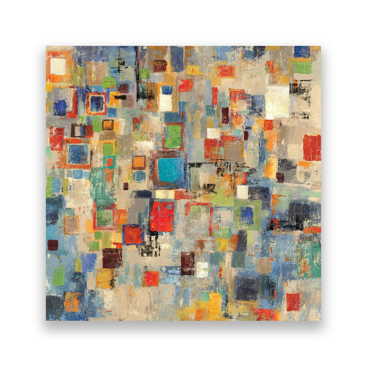 Tablou Canvas - Abstract, Pepit, Multicolor, Vintage, 80 x 80 cm
