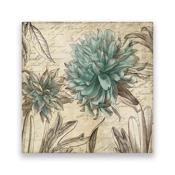 Tablou Canvas - Floral, Turcoaza, 60 x 60 cm Tablou Canvas - Floral, Turcoaza, 60 x 60 cm