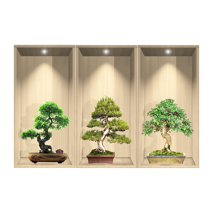 Bonsai - Autocolant printat 3D 3 piese 45x90 cm