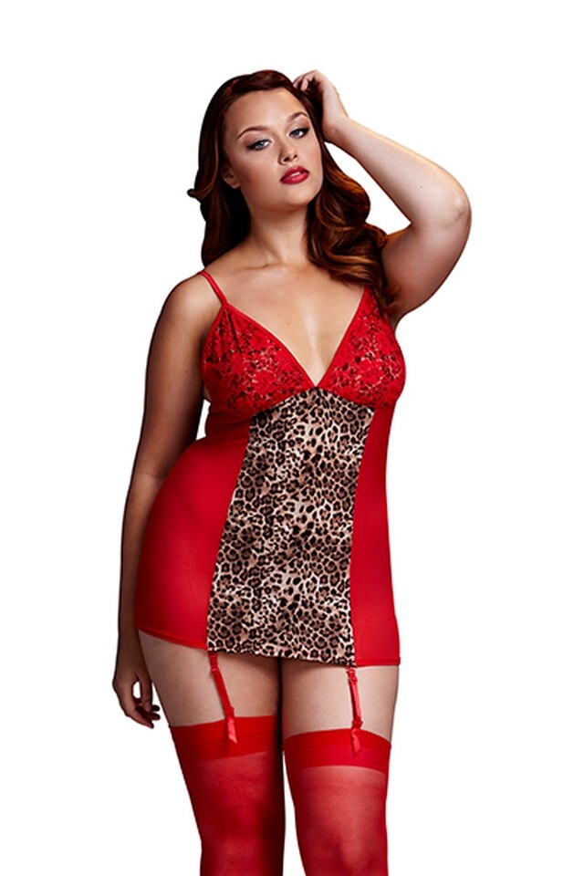 Babydoll, Baci, Red Basque & Garter Stays No Panty