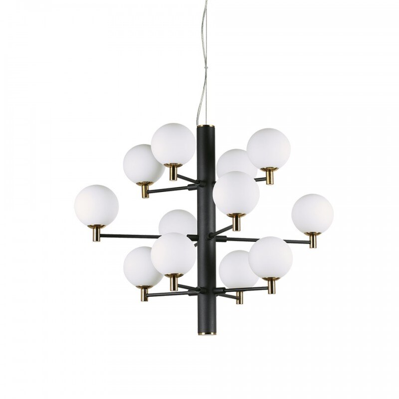 Lustra Copernico SP12,metal,sticla,negru