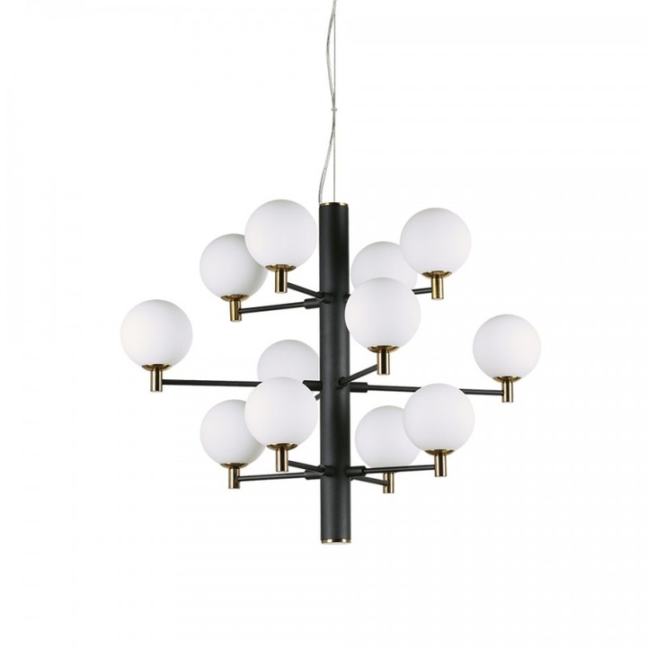 Lustra Copernico SP12,metal,sticla,negru