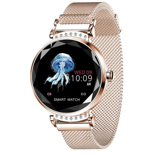 second whip Wide range Ceas pentru femei Smartwatch H2 Pedometru Monitor de ritm cardiac Ciclu  Bratara de aur - eMAG.ro