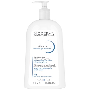 Gel de dus spumant Bioderma Atoderm Intensive pentru piele foarte uscata/atopica, 1000 ml Gel de dus spumant Bioderma Atoderm Intensive pentru piele foarte uscata/atopica, 1000 ml