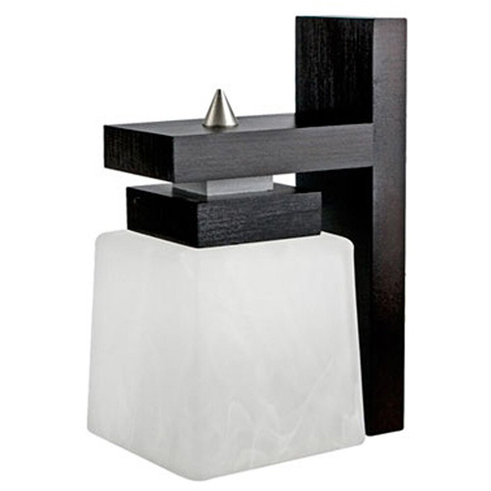 Aplica Kubus, 1 x 60W, E27, lemn, wenge, abajur sticla alb mat