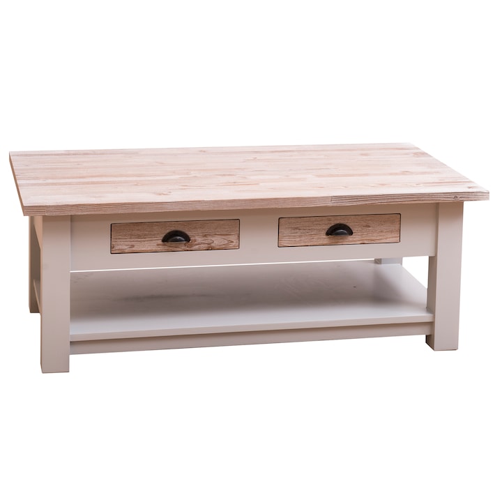 Masa cafea Szel-Mob cu 2 sertare 120x65x45cm, 100% lemn masiv