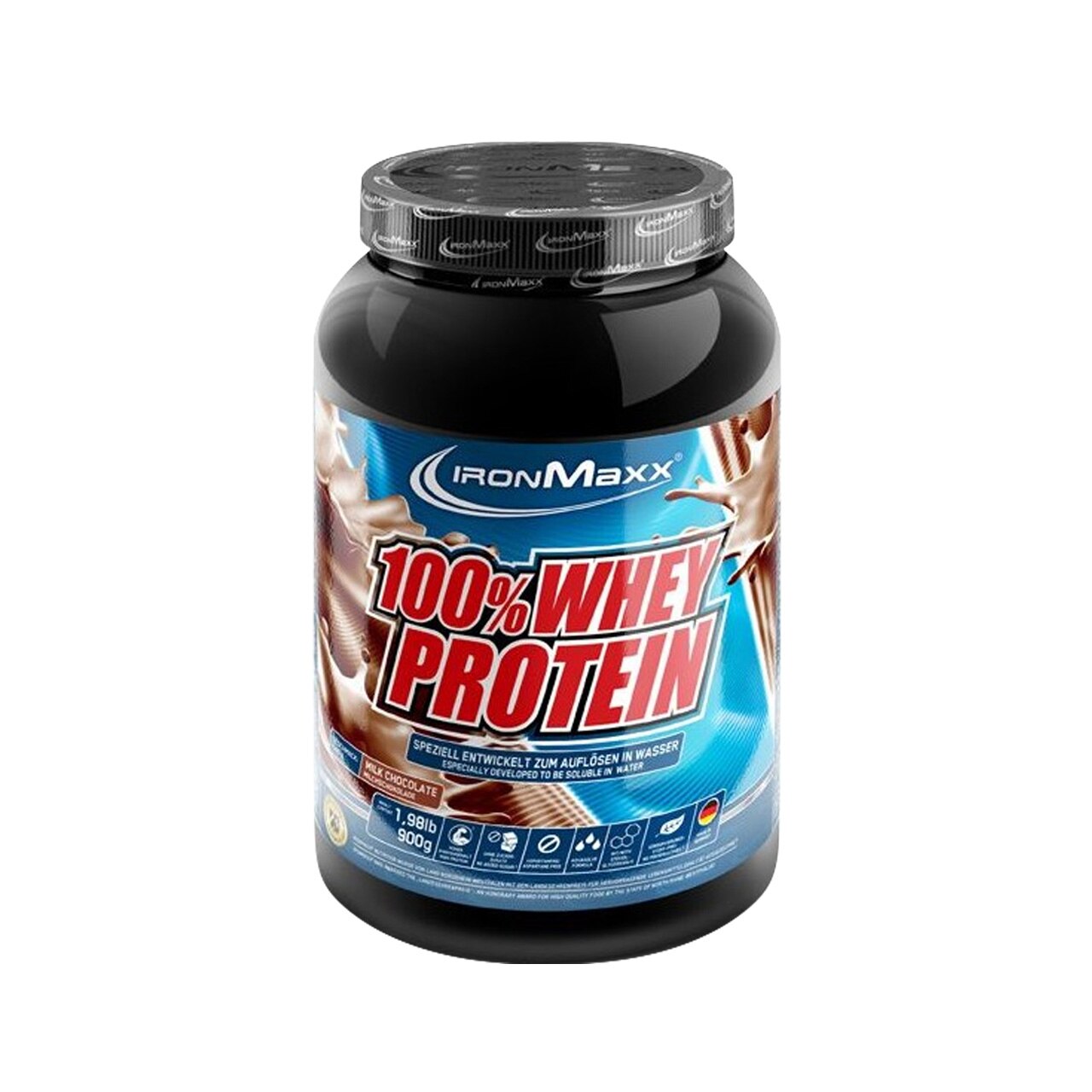 Supliment nutritiv, ironmaxx, concentrat proteic din zer, 100% whey protein 900g, milk chocolate