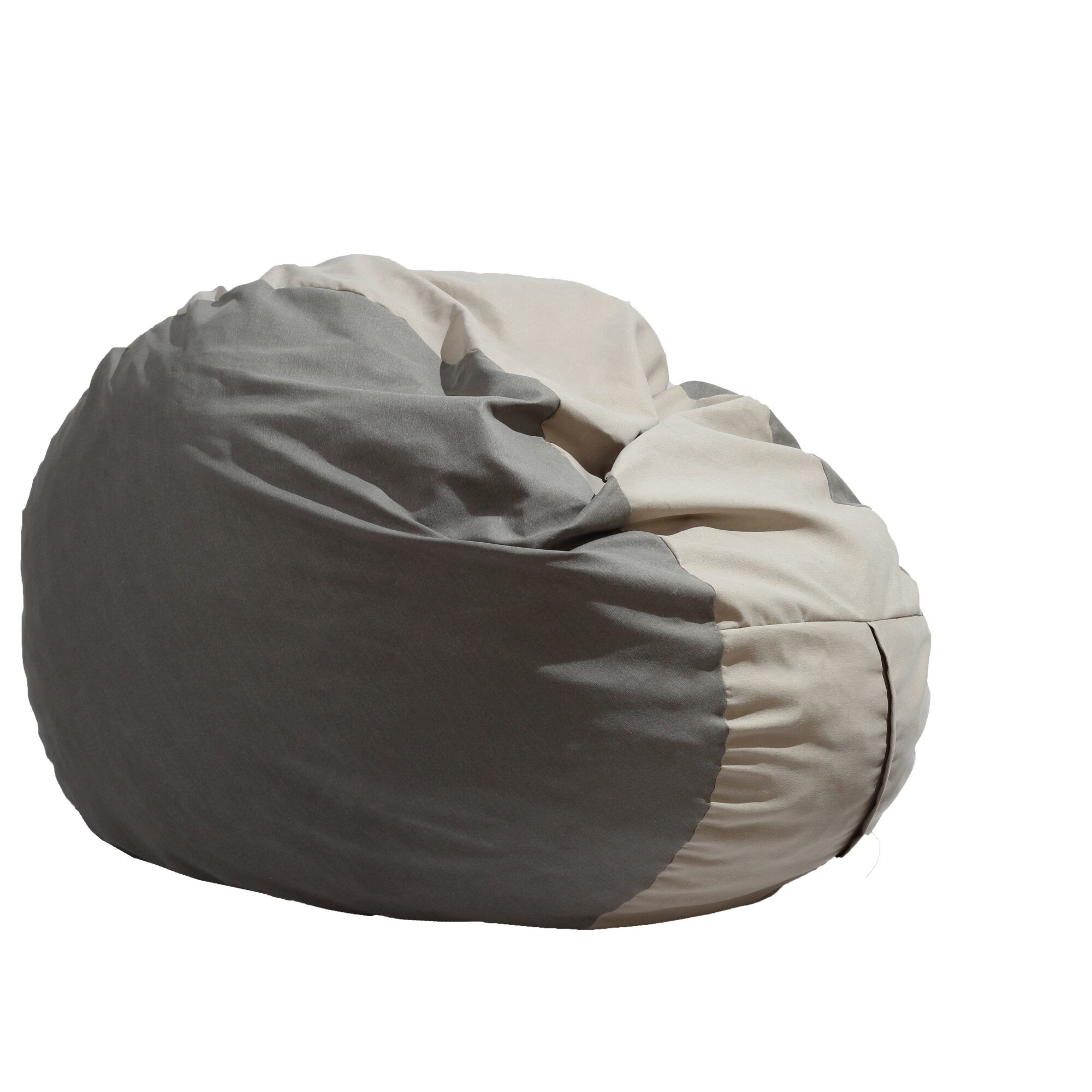 Fotoliu Pufrelax King Size - Cream & Light Grey (Gama Premium) umplut cu fulgi de burete memory mix®