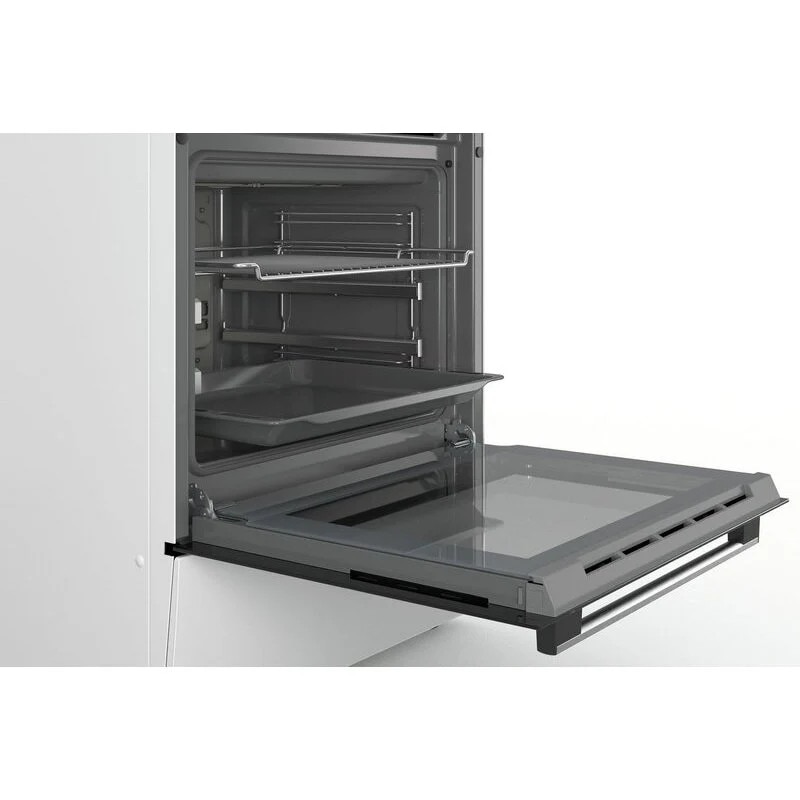 Aragaz Bosch HKR39C250, Clasa energetica A, 4 zone de gatit, Volum 66 l, EcoClean, Afisaj LED, 7 Programe, Alb