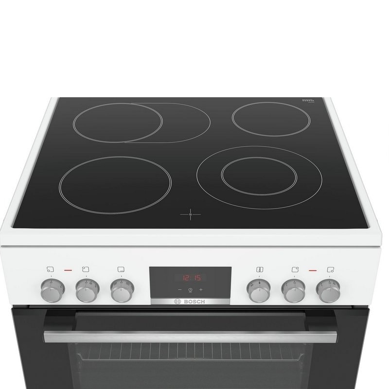 Aragaz Bosch HKR39C250, Clasa energetica A, 4 zone de gatit, Volum 66 l, EcoClean, Afisaj LED, 7 Programe, Alb