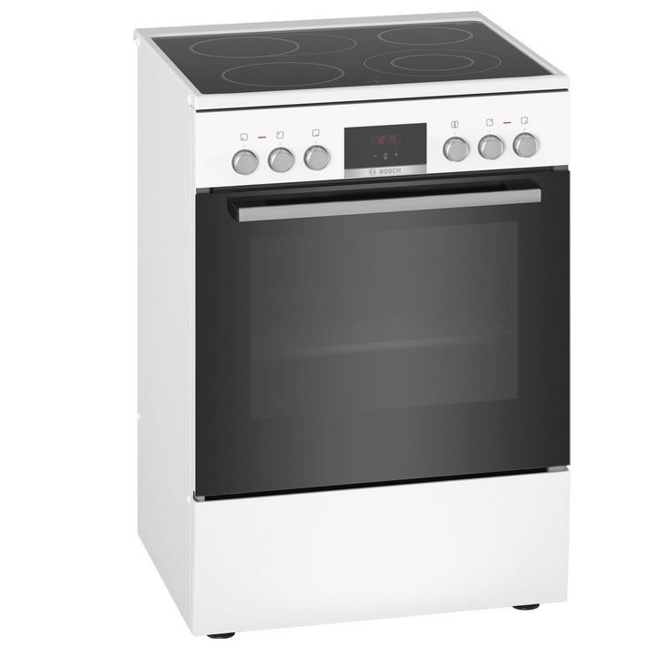 Готварска печка Bosch HKR39C220, клас А, 4 нагревателни зони, 66 л. обем на фурната, EcoClean покритие, LED-Display, 7 начина на нагряване, бяла
