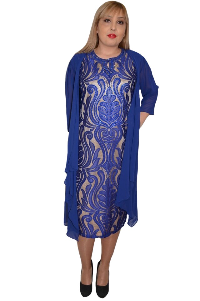 Rochie Soreena din dantela si voal ,D&J Exclussive, Albastru