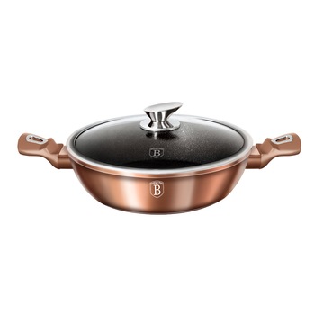 Cratita joasa cu capac BerlingerHaus Rose Gold BH/1519N, inductie, 28 cm Cratita joasa cu capac BerlingerHaus Rose Gold BH/1519N, inductie, 28 cm