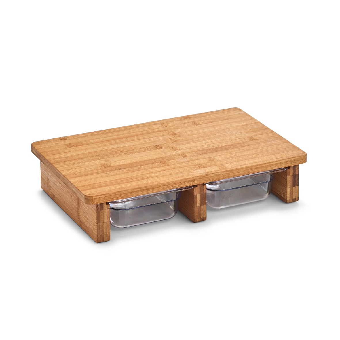 Tocator de bucatarie din bambus cu 2 tavi