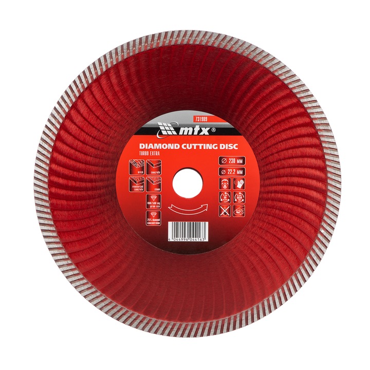 Disc diamantat pentru taiere uscata Turbo Extra, 230 x 22,2 mm, MTX PROFESSIONAL