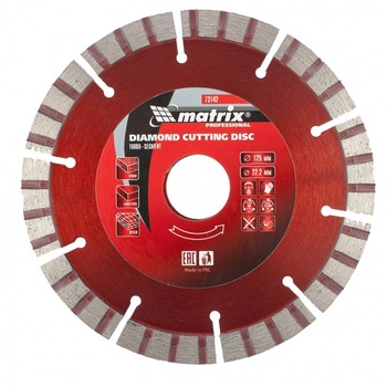 Disc diamantat pentru taiere uscata, muchie TURBO-segmentat, 125 x 22.2 mm, MTX PROFESSIONAL Disc diamantat pentru taiere uscata, muchie TURBO-segmentat, 125 x 22.2 mm, MTX PROFESSIONAL