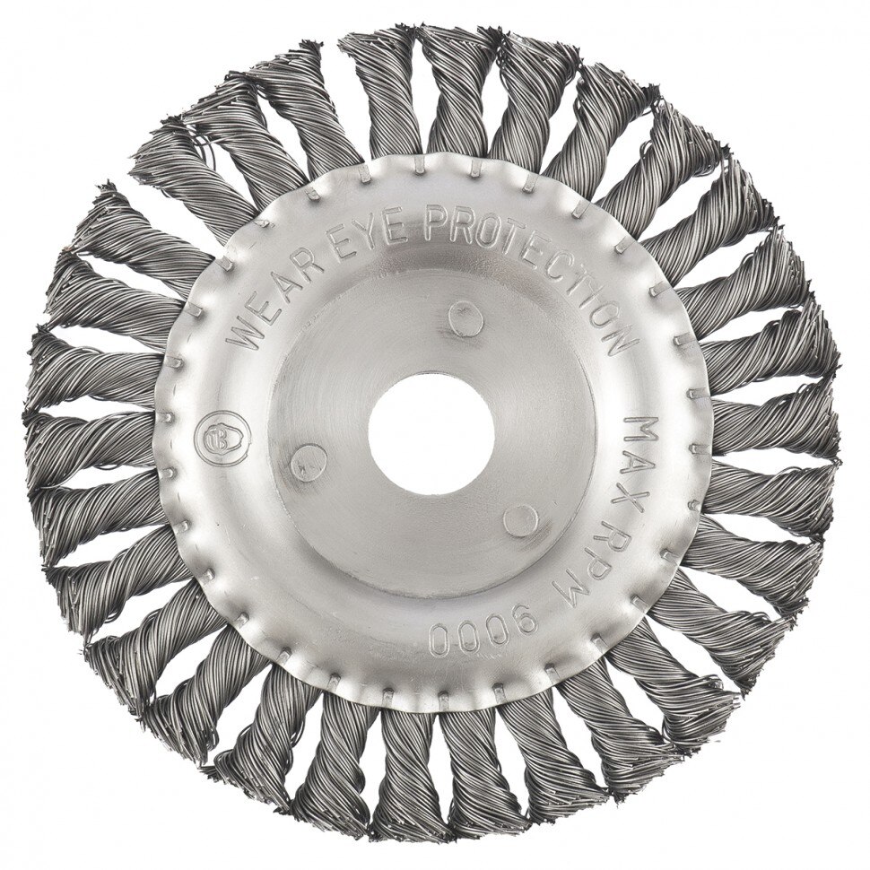 Perie pentru polizor unghiular, 150 mm, D interior 22,2 mm, plata, sarma rasucita din otel, MTX