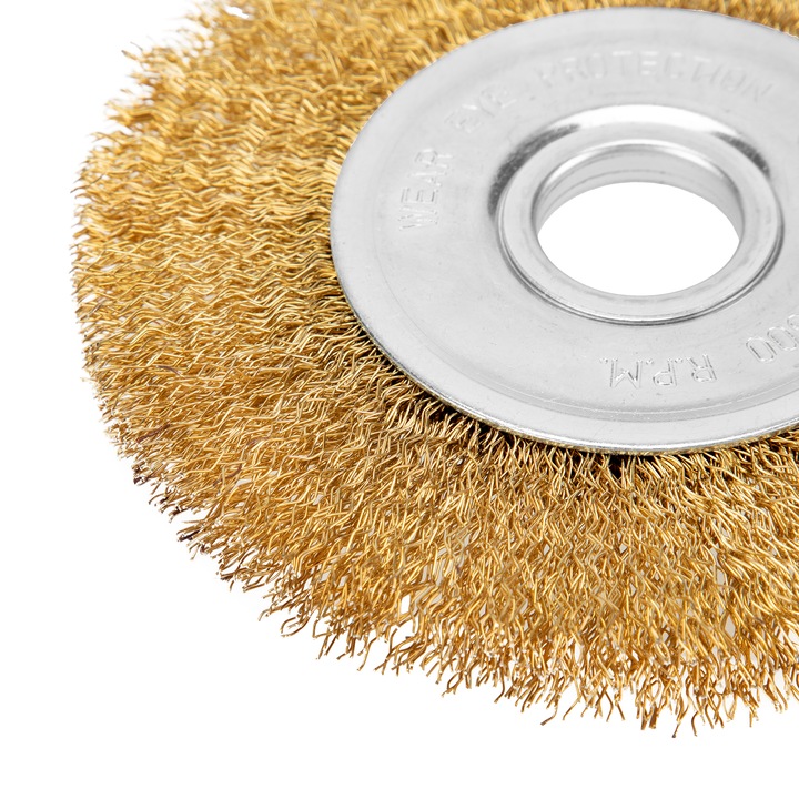 Perie pentru polizor unghiular, 125 mm, D interior 22,2 mm, plata, sarma din otel ondulata, MTX