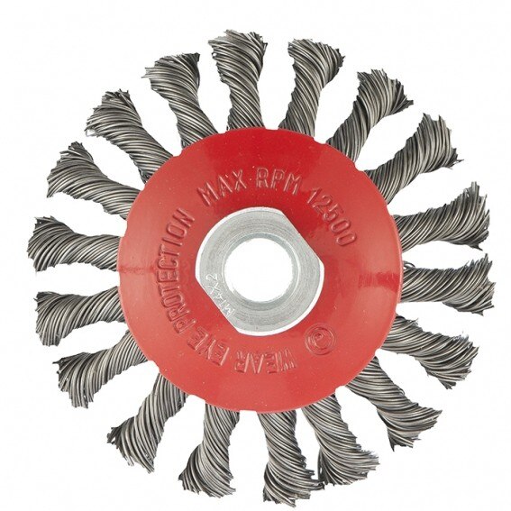 Perie pentru polizor unghiular, 100 mm, M14, plata, sarma rasucita 0,5mm , MTX