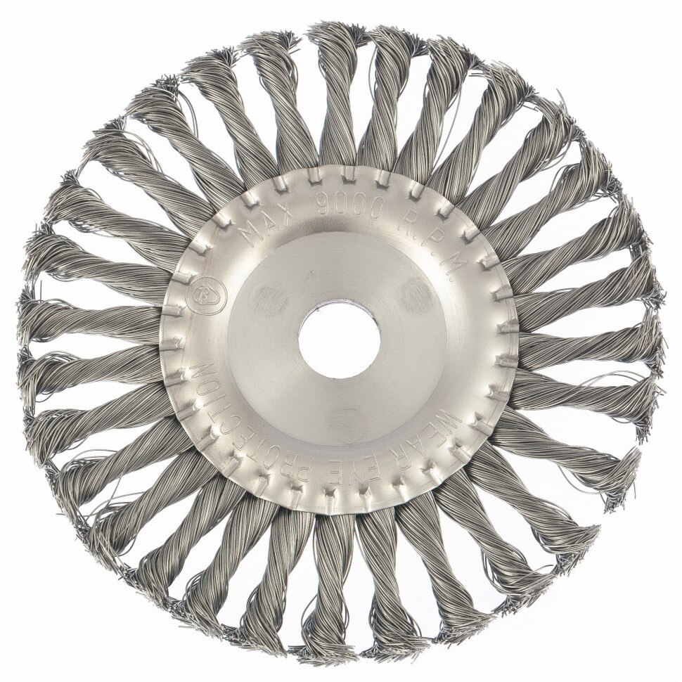 Perie pentru polizor unghiular, 175 mm, D interior 22,2 mm, plata, sarma rasucita din otel, MTX
