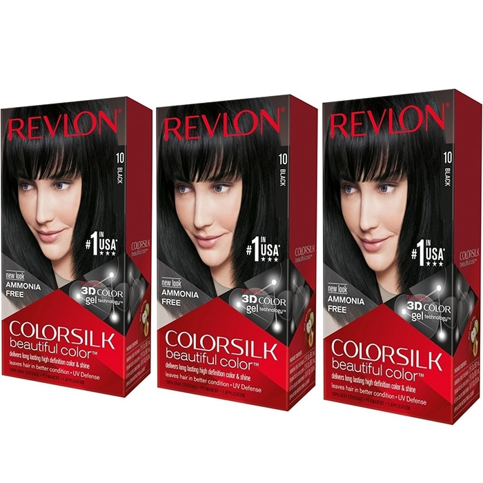 Set Revlon Vopsea Par Colorsilk 10 Black X 3 bucati