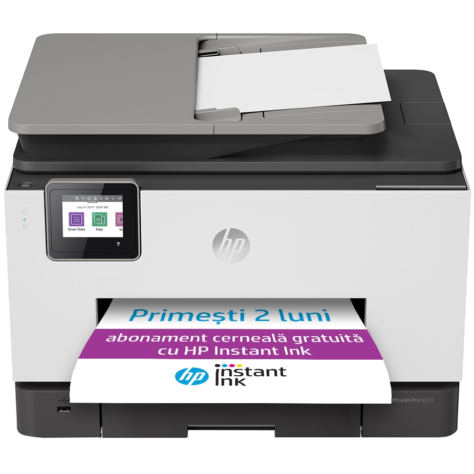 Multifunctional inkjet color HP OfficeJet Pro 9020, eligibil HP Instant Ink, Retea, Wireless, Duplex, ADF, A4