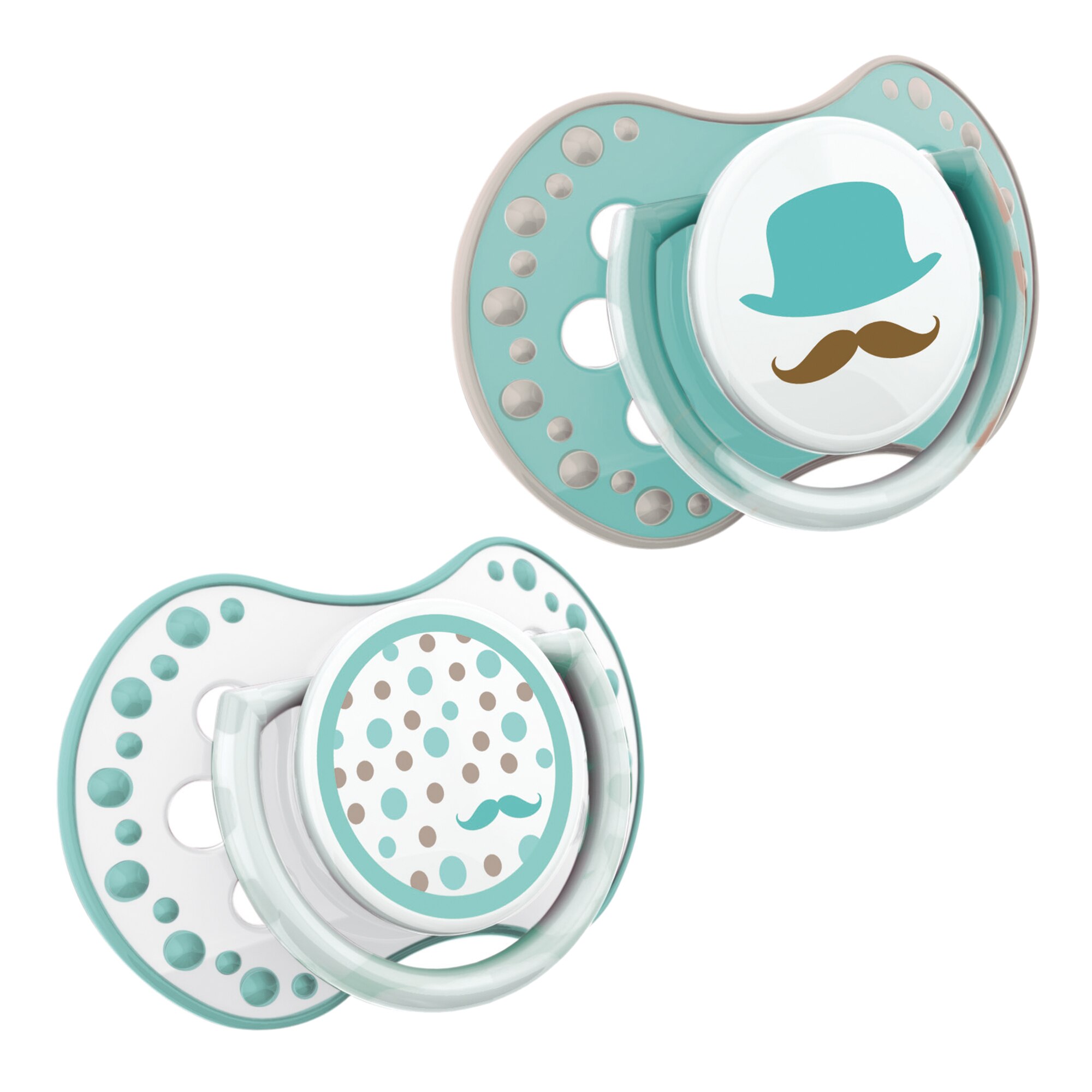 Set 2 suzete dinamice „Retro Baby - boy“ cu tetina simetrica silicon, Lovi®, fara BPA, 3-6 luni+, multicolor