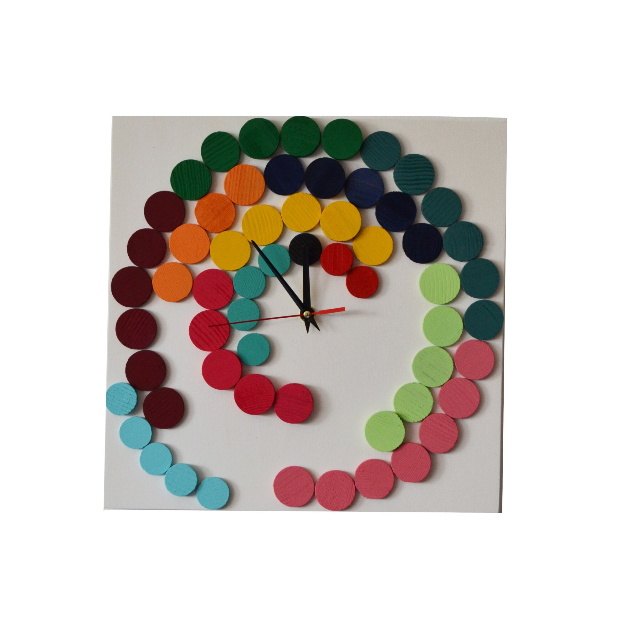 Ceas de perete 3D, Deco-Box, Gravity, 35x35 cm, Multicolor, Lemn Pictat