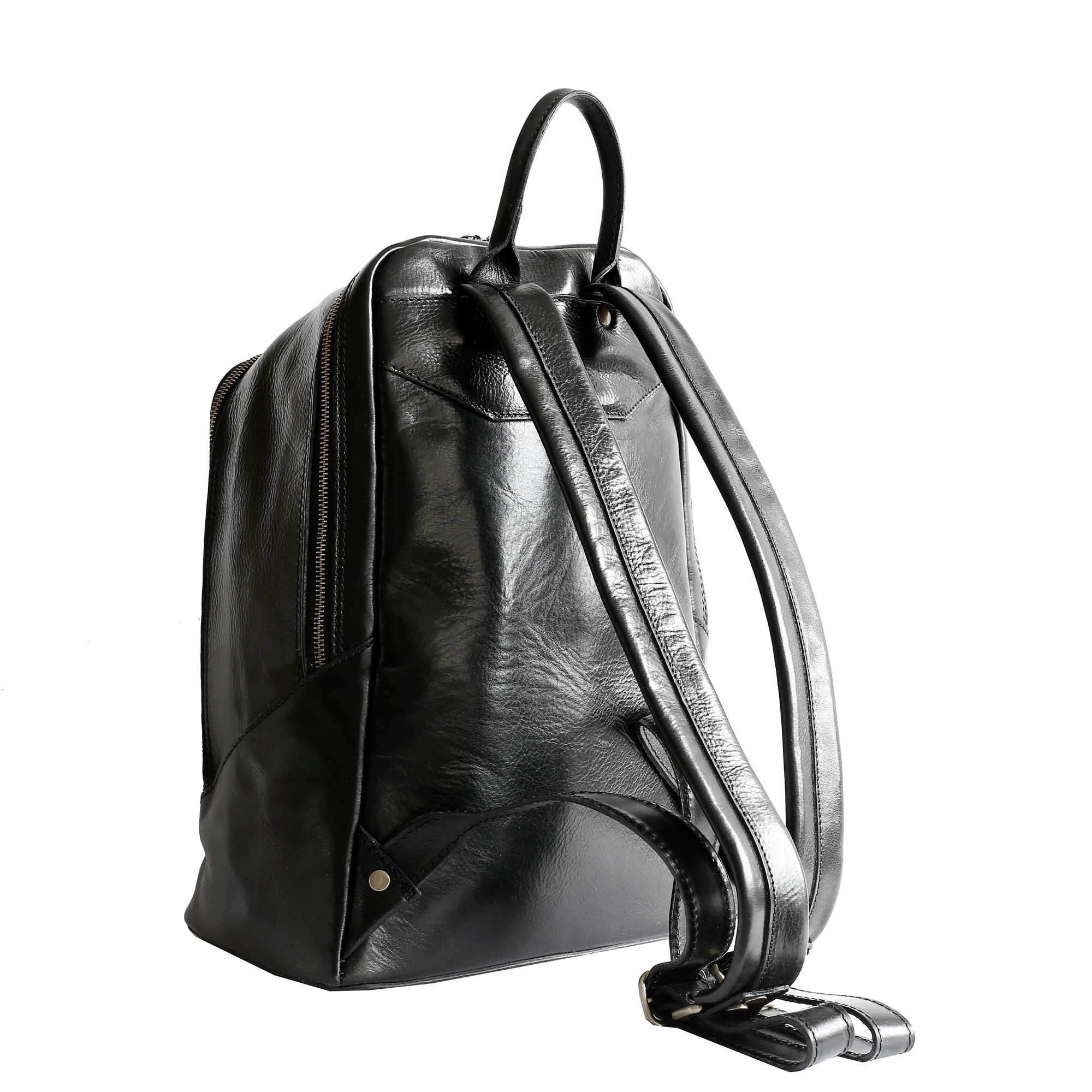 Rucsac laptop din piele naturala, negru, util land, LR114