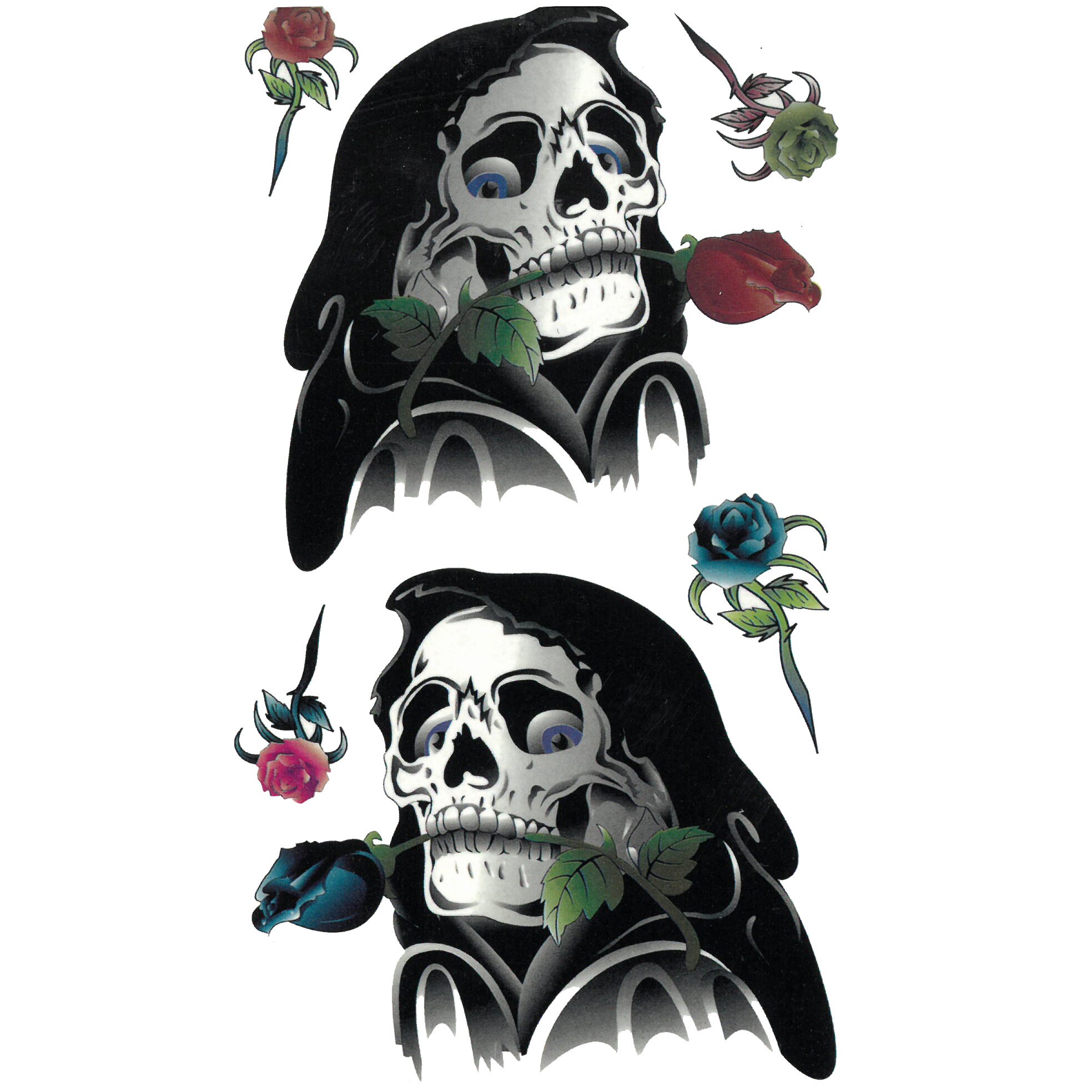 Tatuaj temporar death with rose 17x10cm