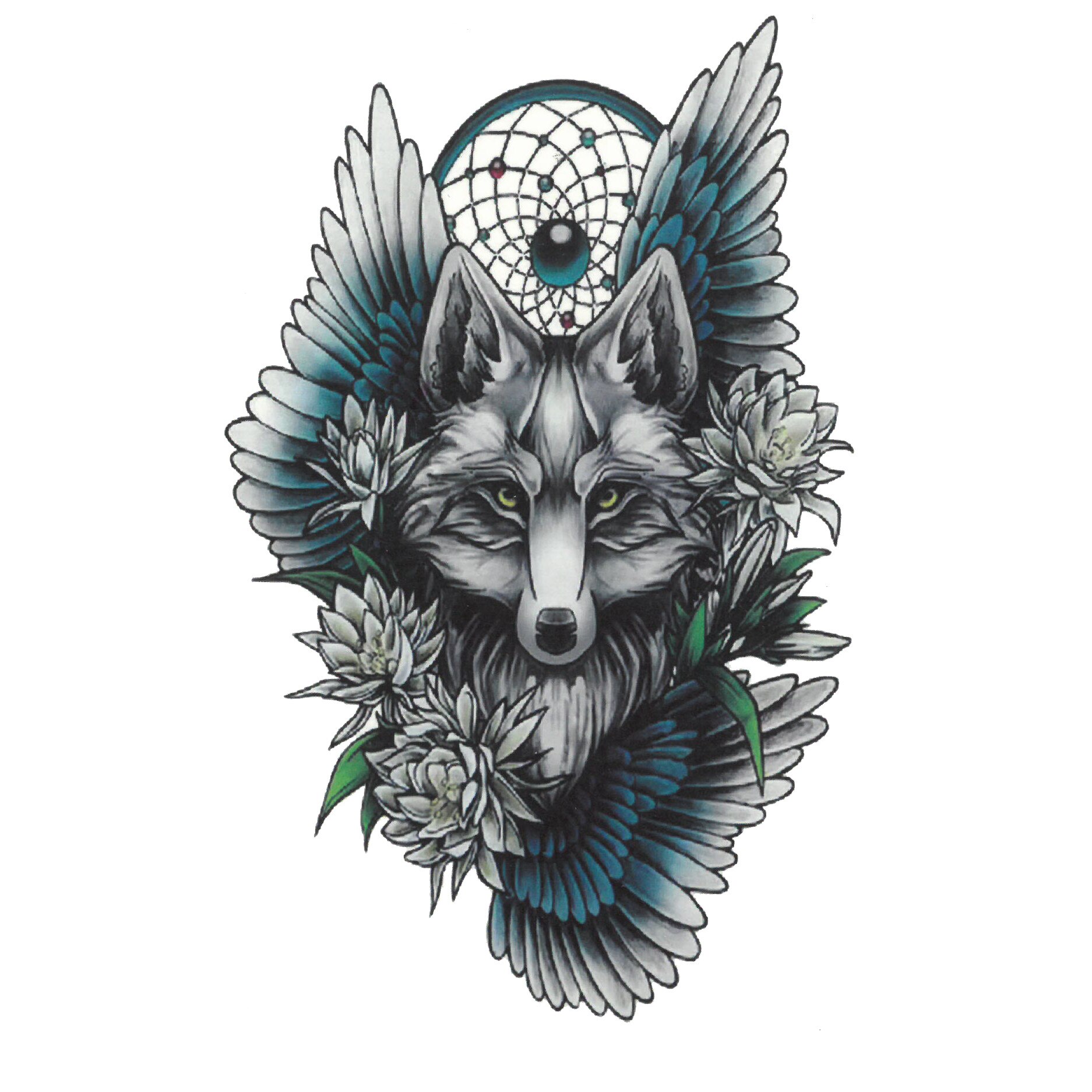 Tatuaj temporar wolf with wings 17x10cm