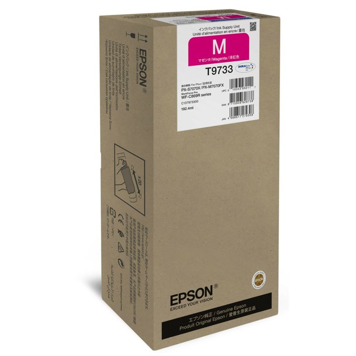 Epson T9733 Magenta tintapatron, űrtartalom 192,4 ml., WF- C869R, Blue Angel