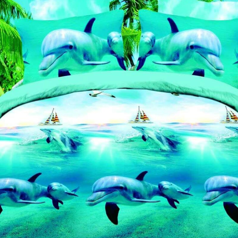 Lenjerie de pat, 3D, cu imprimeu , B-365, 4 piese, Multicolor