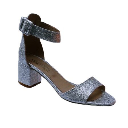 Sandale cu toc mediu,comode,toc gros,D&J Exclussive, argintiu