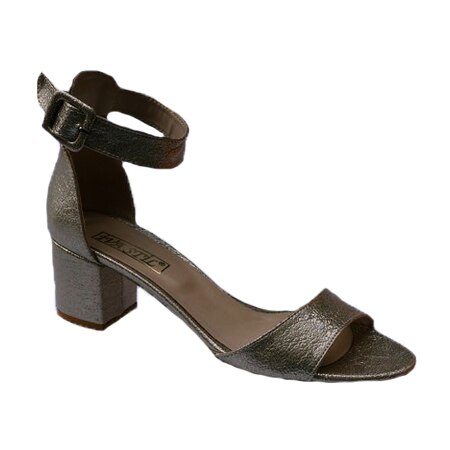 Sandale cu toc mediu,comode,toc gros,D&J Exclussive, Auriu