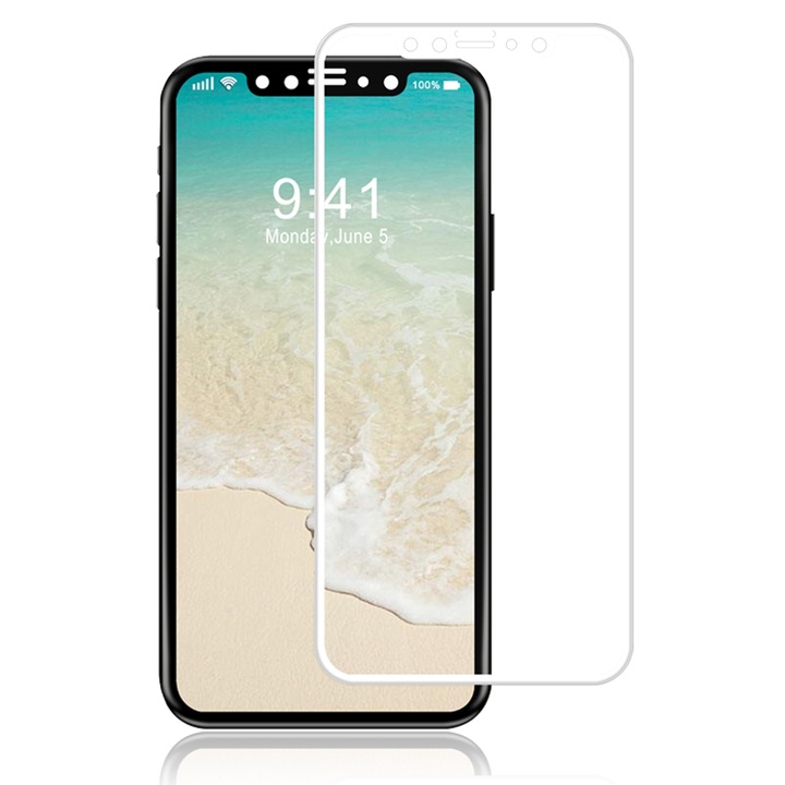 Protector 3D, Omni, pentru iPhone X, alb