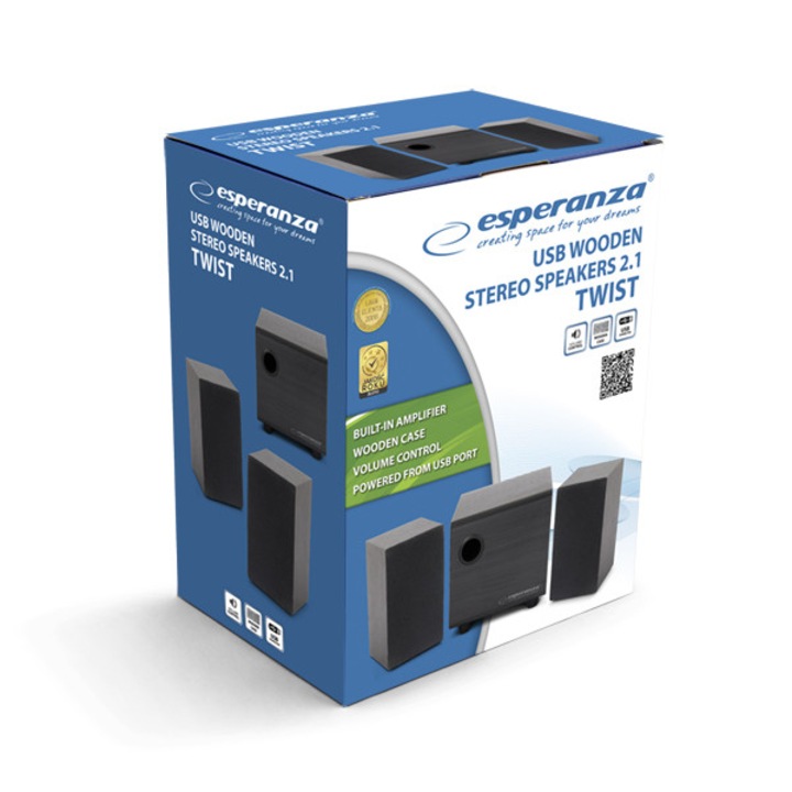 Boxe, 2.1, 2x3W, Negre