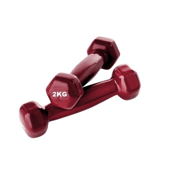 Set gantere hexagonale, 2 x 2 kg, din fonta acoperite cu vinil, Rosu Set gantere hexagonale, 2 x 2 kg, din fonta acoperite cu vinil, Rosu