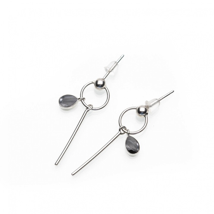 'Miss Black' ezust 925 fulbevalo keszlet, Fekete, 3.9 CM