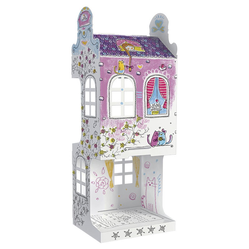 Casuta de colorat 3D din carton - Printesele