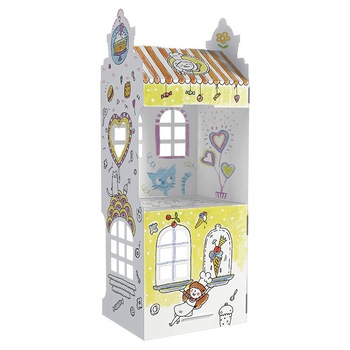 Casuta de colorat 3D din carton - Lumea dulciurilor Casuta de colorat 3D din carton - Lumea dulciurilor