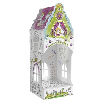 Casuta de colorat 3D din carton - Iepurasii Casuta de colorat 3D din carton - Iepurasii