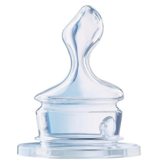 Tetina anti colici din silicon 0-6 luni L Nuk Classic 709121, Transparent