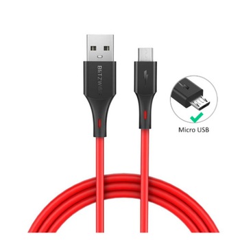 Cablu BlitzWolf® A+ incarcare rapida - transfer de date, micro USB - 1.8m Cablu BlitzWolf® A+ incarcare rapida - transfer de date, micro USB - 1.8m